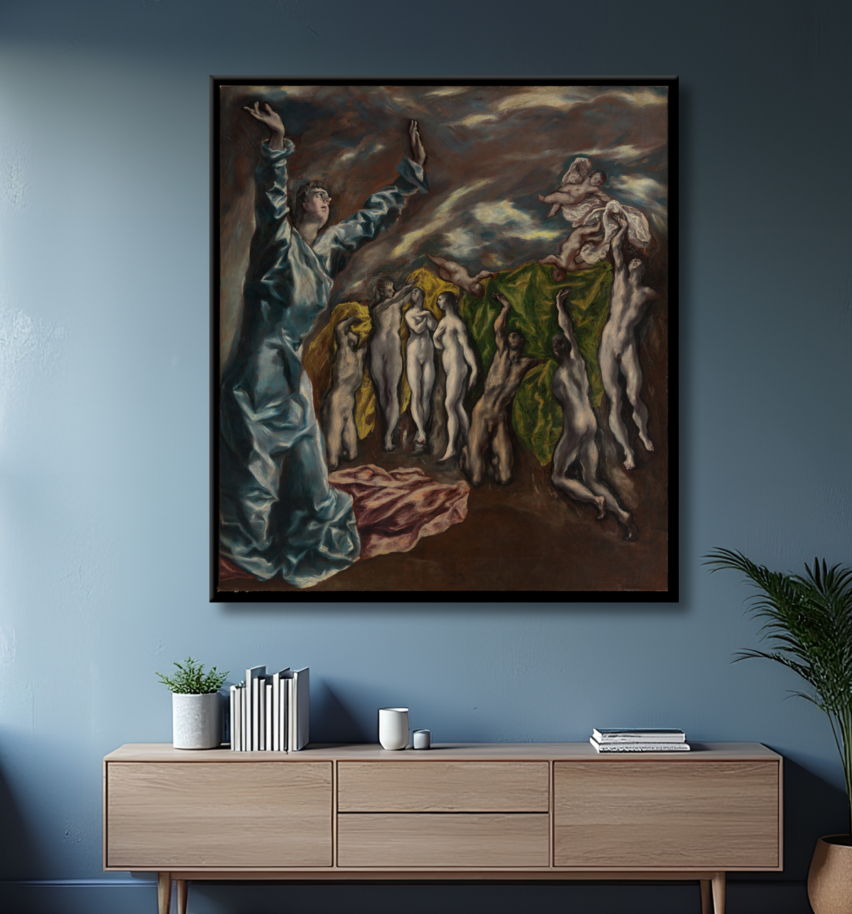 Reproduction La vision de Saint Jean de El Greco (Domenikos Theotokopoulos) avec decor