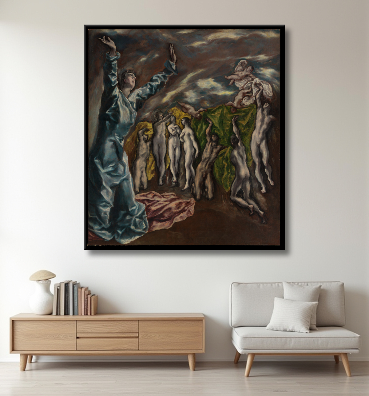 Reproduction La vision de Saint Jean de El Greco (Domenikos Theotokopoulos) avec decor