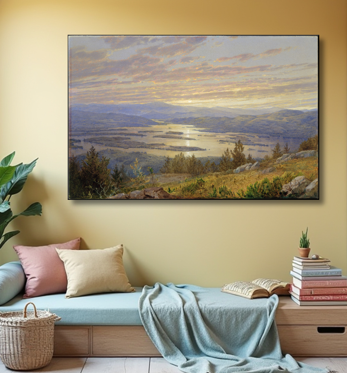 Reproduction Lac Squam depuis Red Hill de William Trost Richards avec decor
