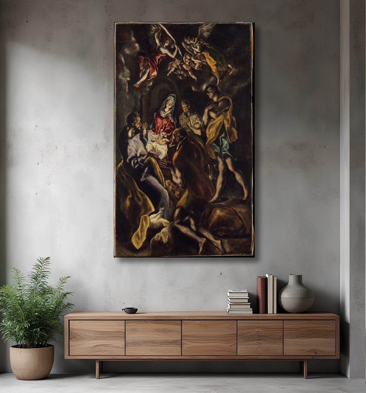 Reproduction L'Adoration des bergers de El Greco (Domenikos Theotokopoulos) and Workshop avec decor