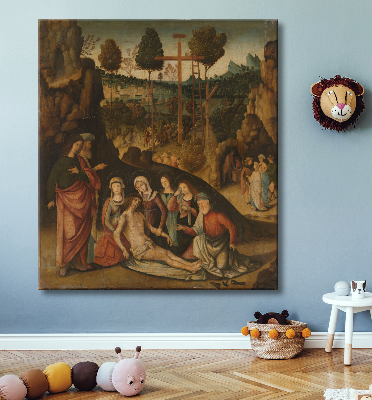 Reproduction Lamentation du Christ de Bernardino Zaganelli di Bosio avec decor