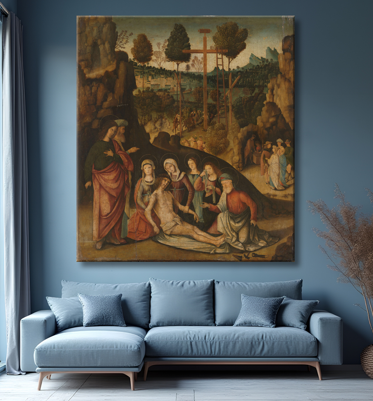 Reproduction Lamentation du Christ de Bernardino Zaganelli di Bosio avec decor
