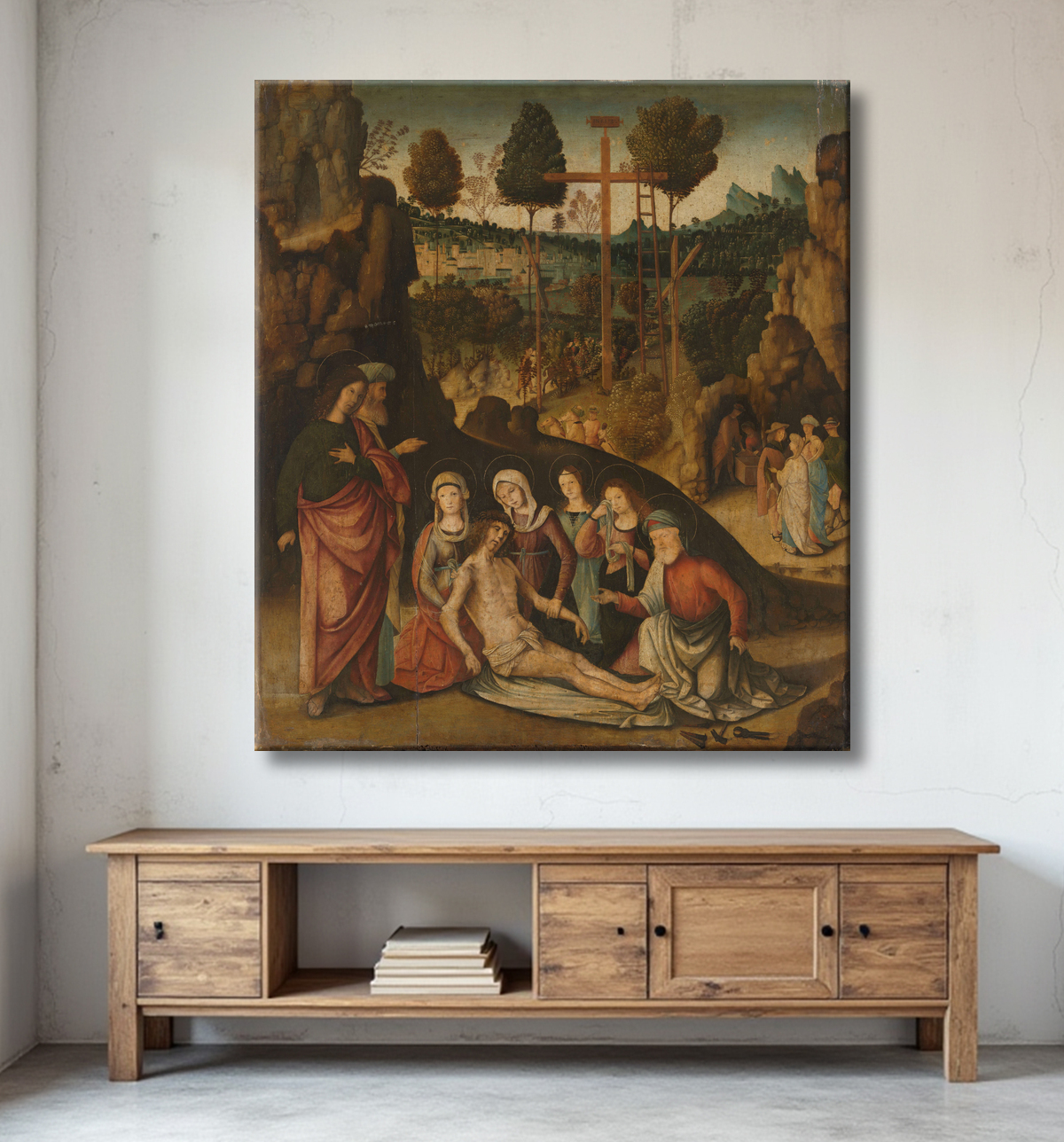 Reproduction Lamentation du Christ de Bernardino Zaganelli di Bosio avec decor