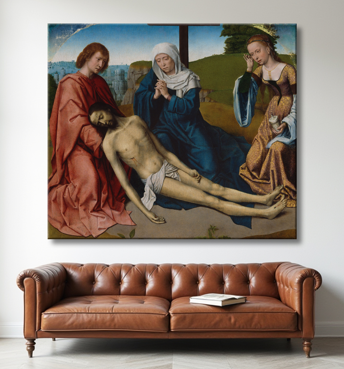 Reproduction Lamentation sur le corps du Christ de Gerard David avec decor