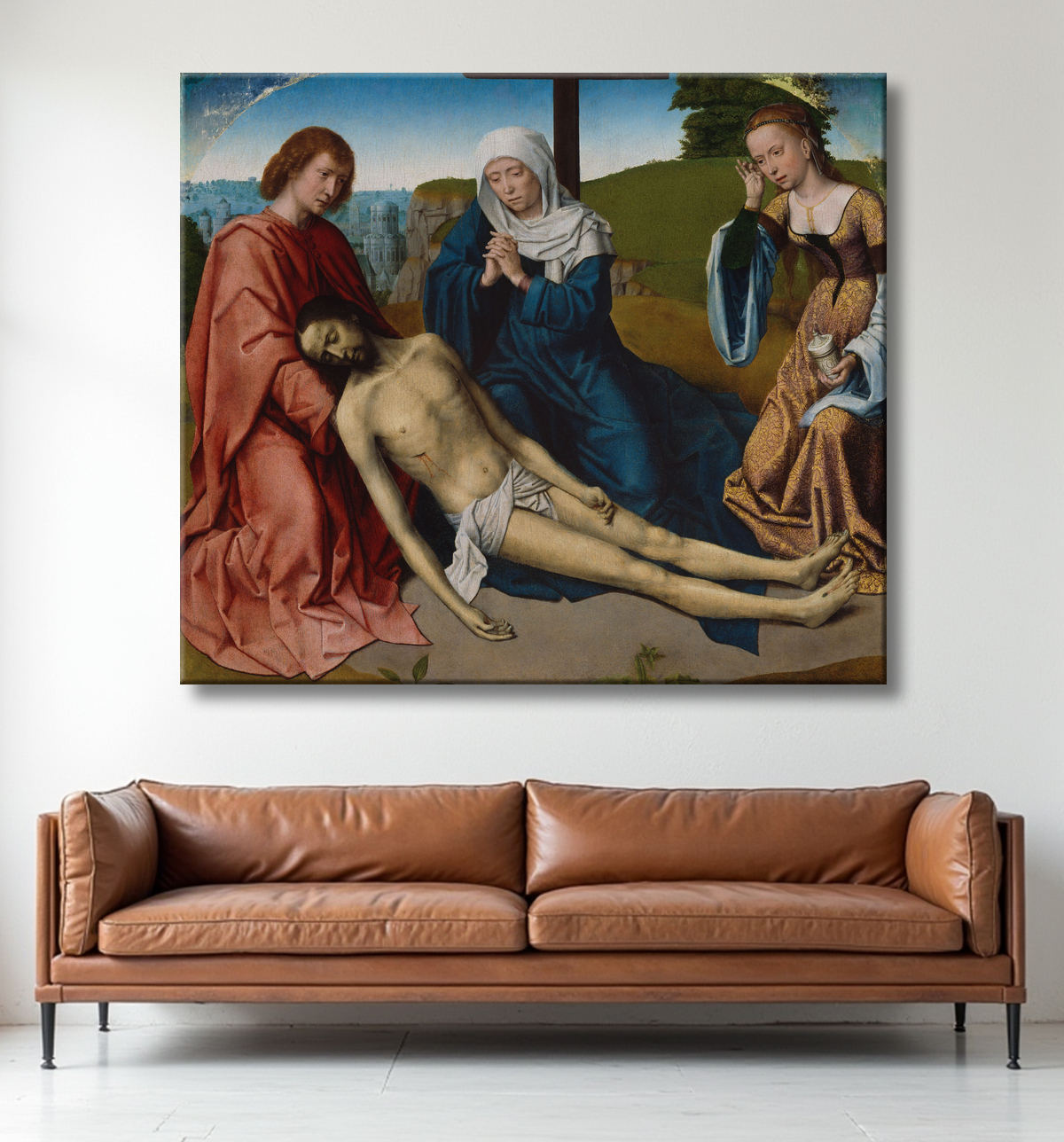 Reproduction Lamentation sur le corps du Christ de Gerard David avec decor