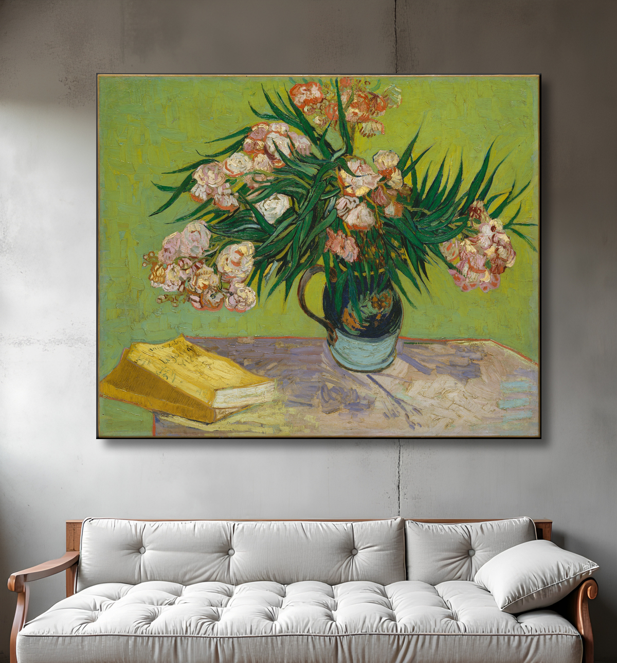 Reproduction Lauriers roses de Vincent van Gogh avec decor