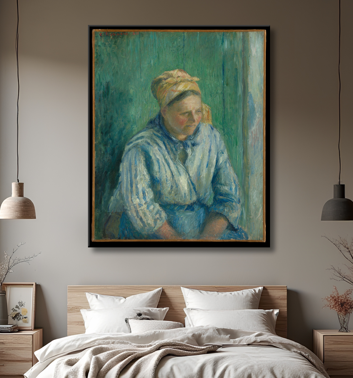 Reproduction Lavandière, Bureau de Camille Pissarro avec decor