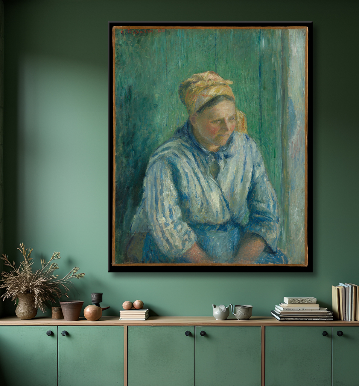 Reproduction Lavandière, Bureau de Camille Pissarro avec decor
