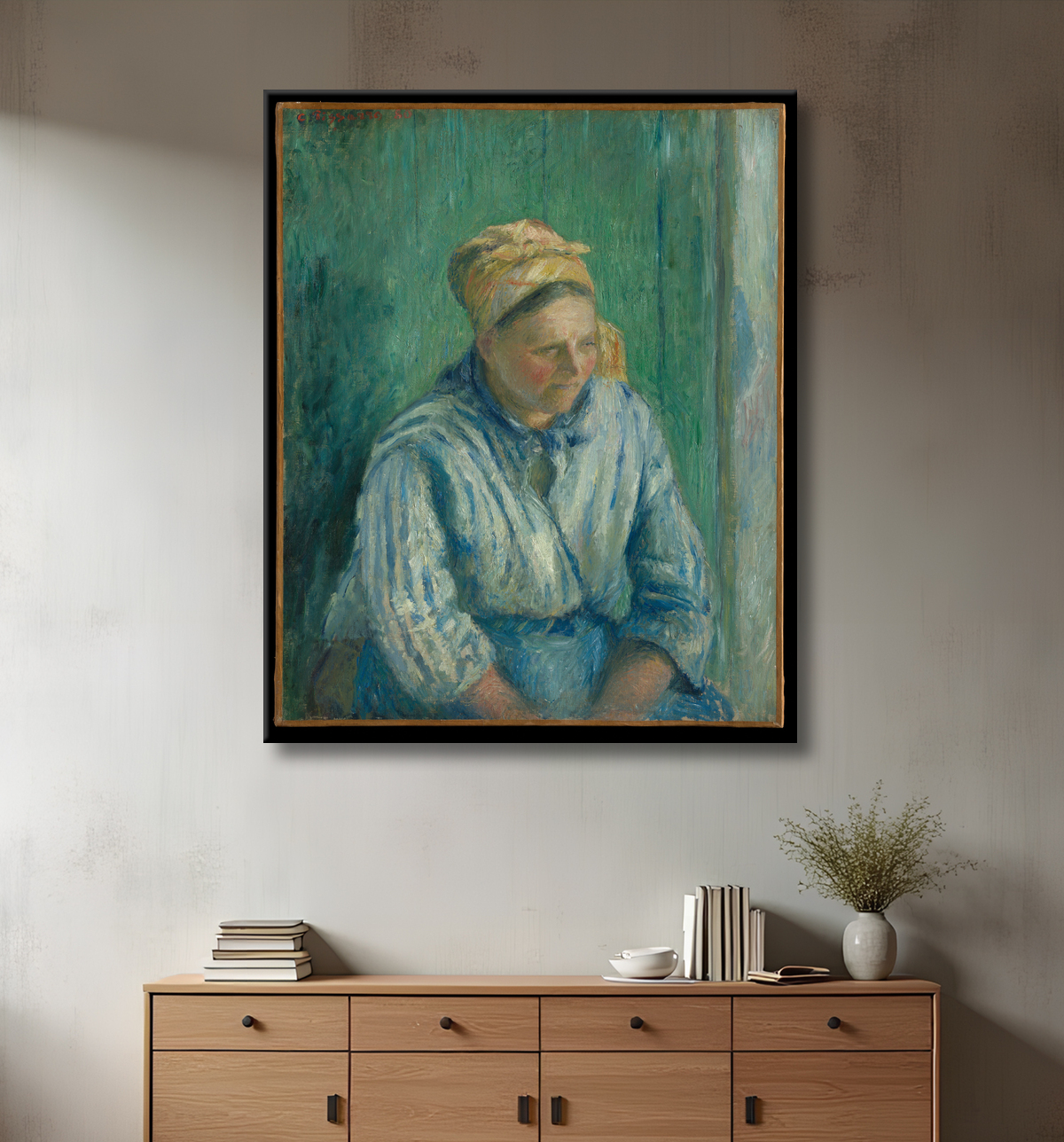 Reproduction Lavandière, Bureau de Camille Pissarro avec decor