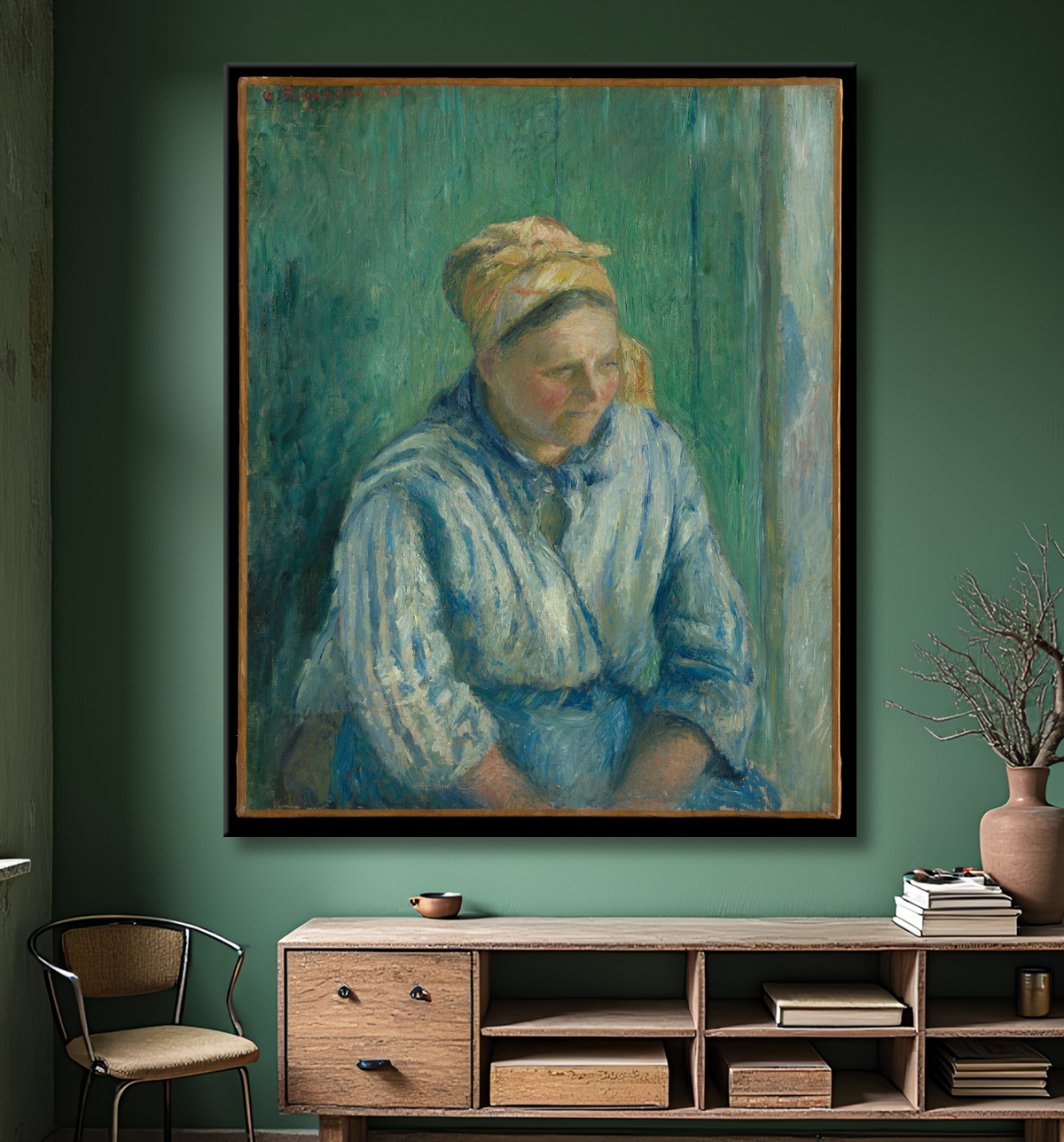 Reproduction Lavandière, Bureau de Camille Pissarro avec decor