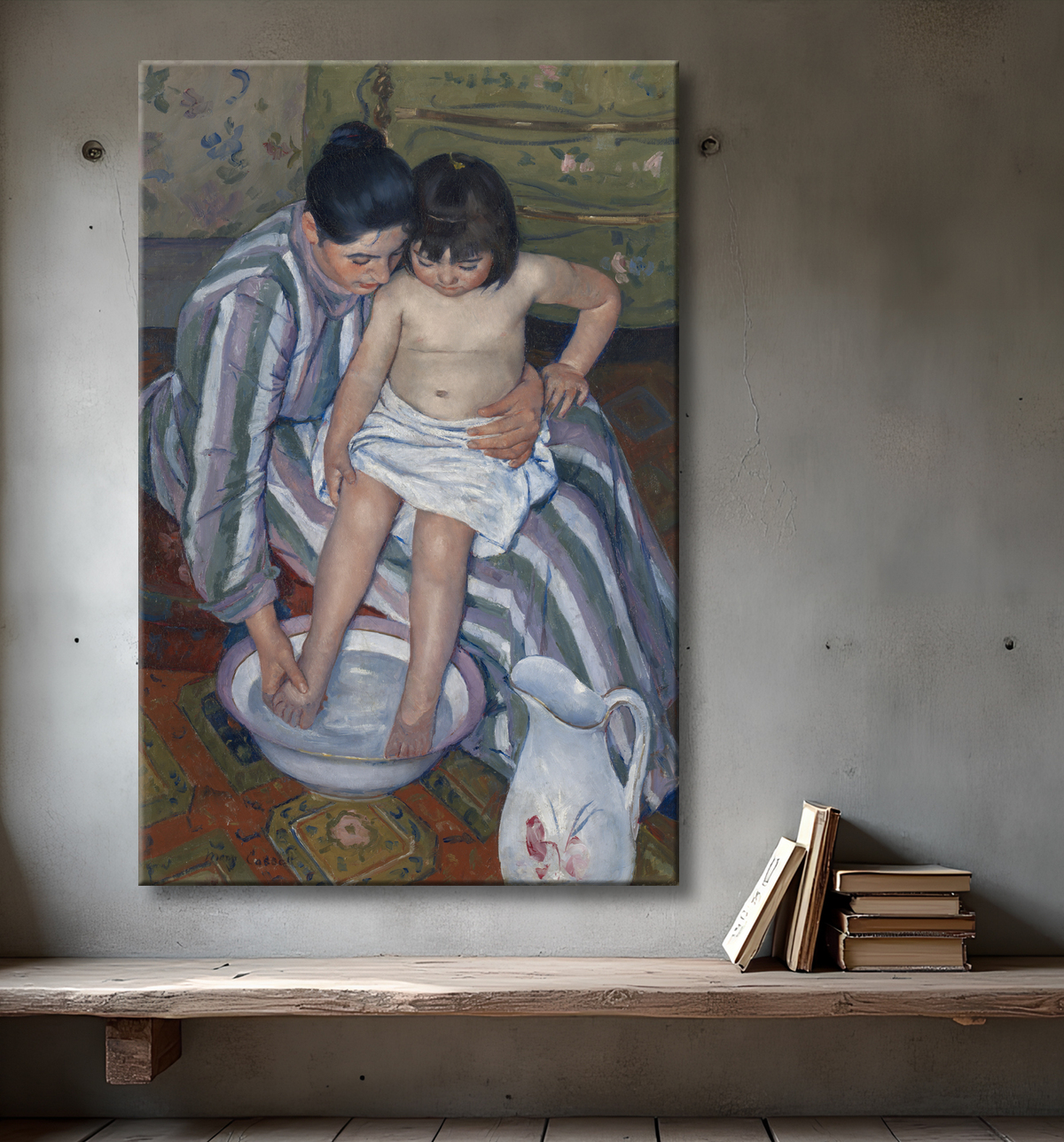Reproduction Le bain de l'enfant de Mary Cassatt avec decor