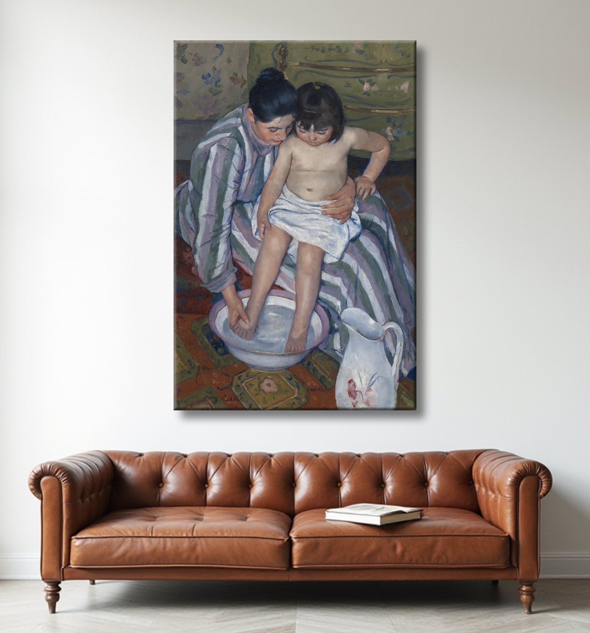 Reproduction Le bain de l'enfant de Mary Cassatt avec decor