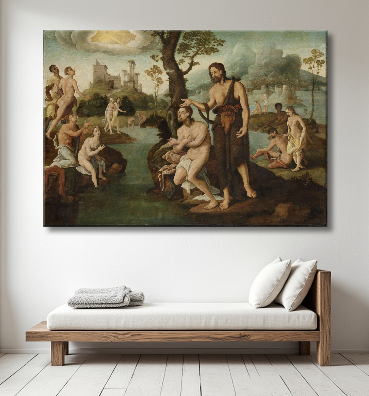 Reproduction Le baptême du Christ de Maarten van Heemskerck avec decor
