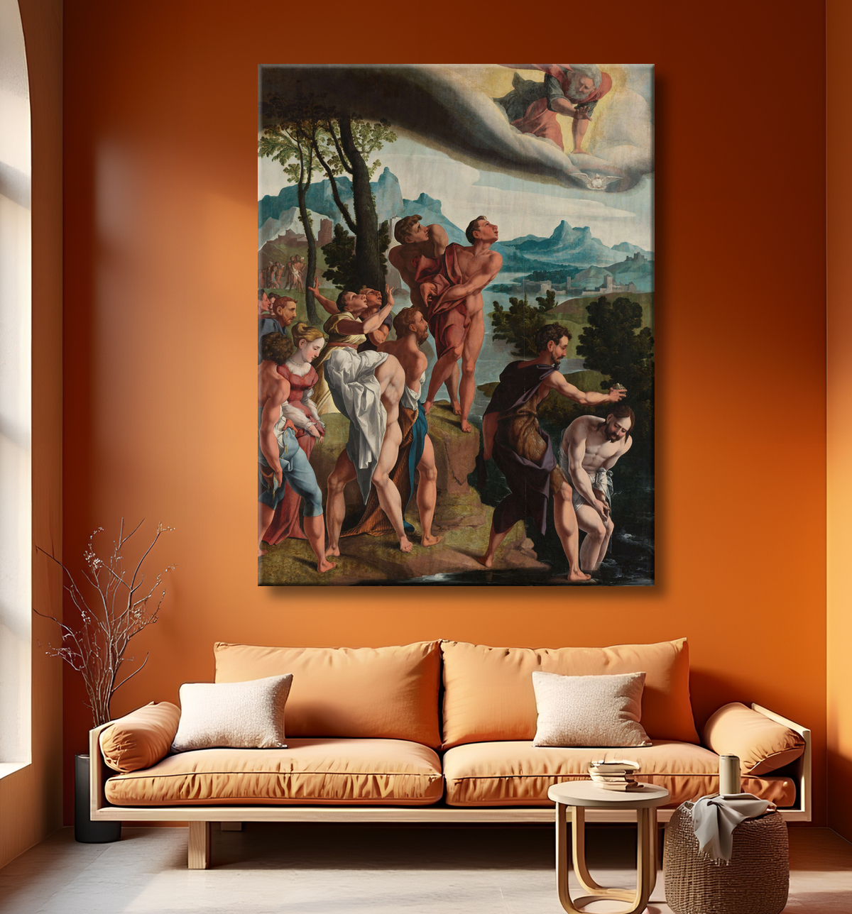 Reproduction Le Baptême du Christ de Jan van Scorel avec decor