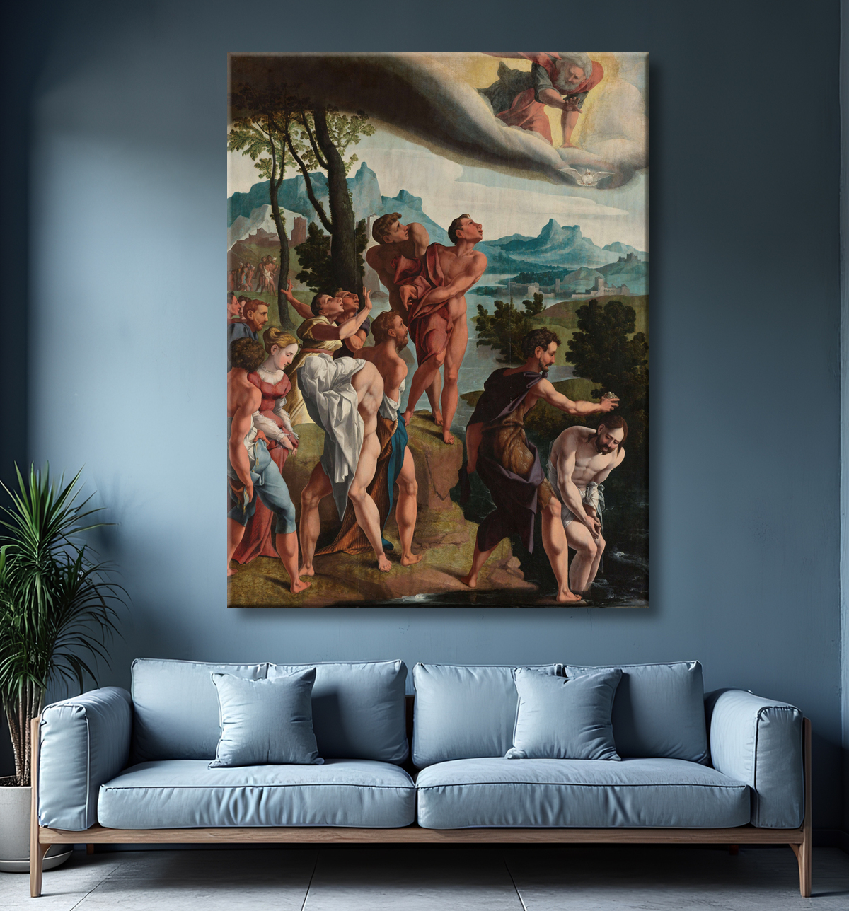 Reproduction Le Baptême du Christ de Jan van Scorel avec decor