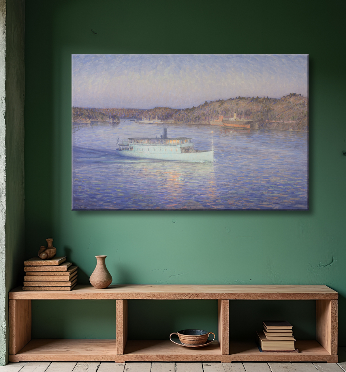 Reproduction Le bateau blanc de Eugen avec decor