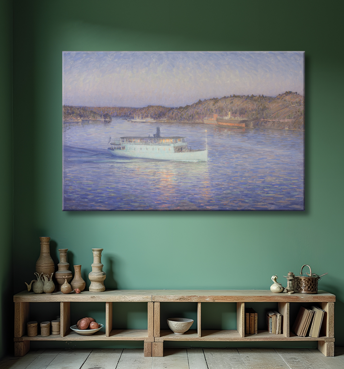 Reproduction Le bateau blanc de Eugen avec decor