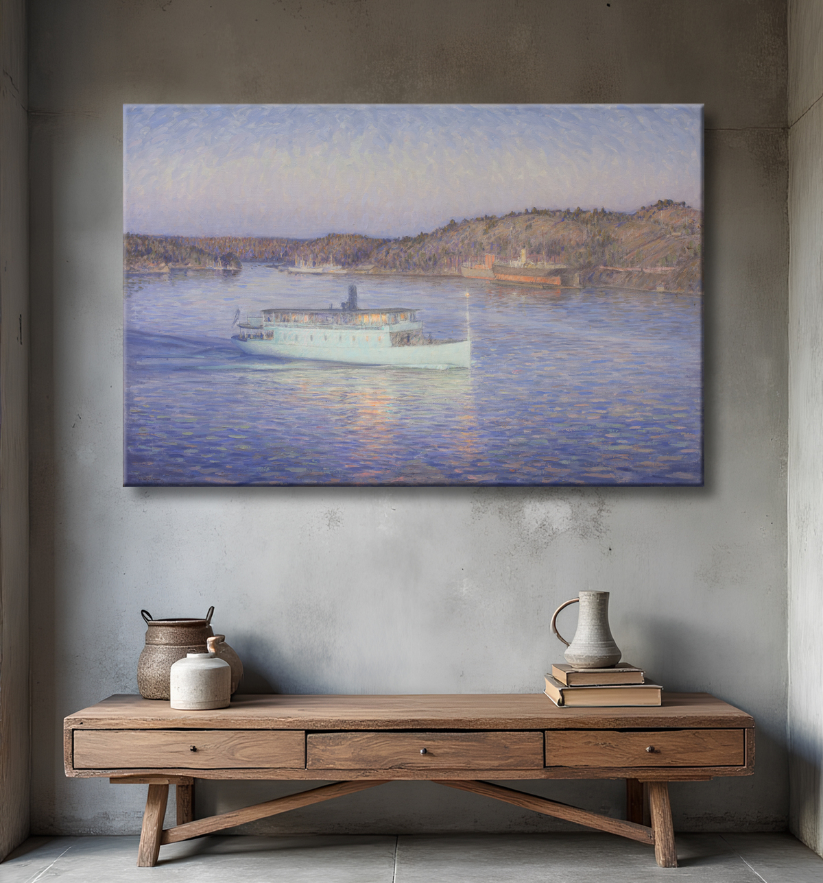 Reproduction Le bateau blanc de Eugen avec decor