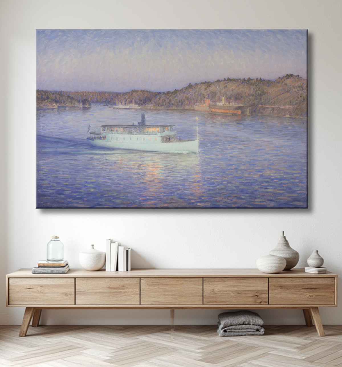 Reproduction Le bateau blanc de Eugen avec decor