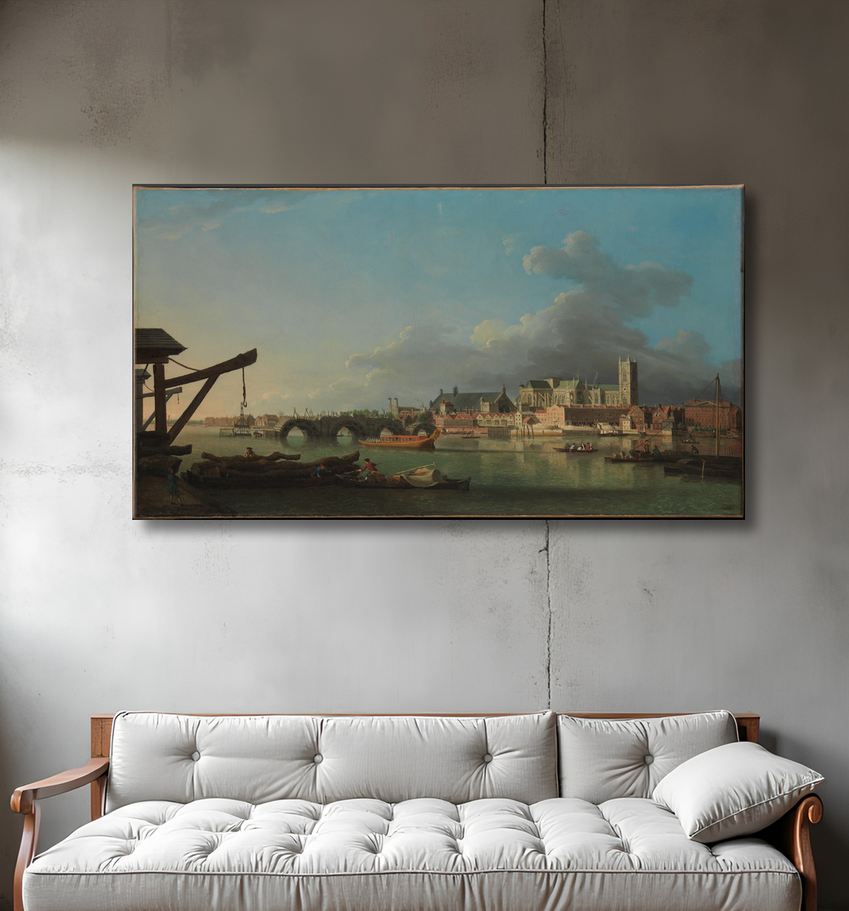 Reproduction Le bâtiment du pont de Westminster de Samuel Scott avec decor