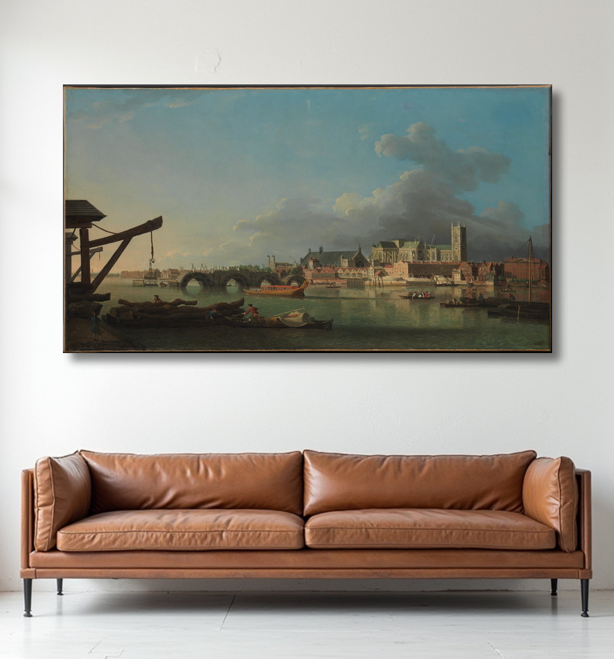 Reproduction Le bâtiment du pont de Westminster de Samuel Scott avec decor