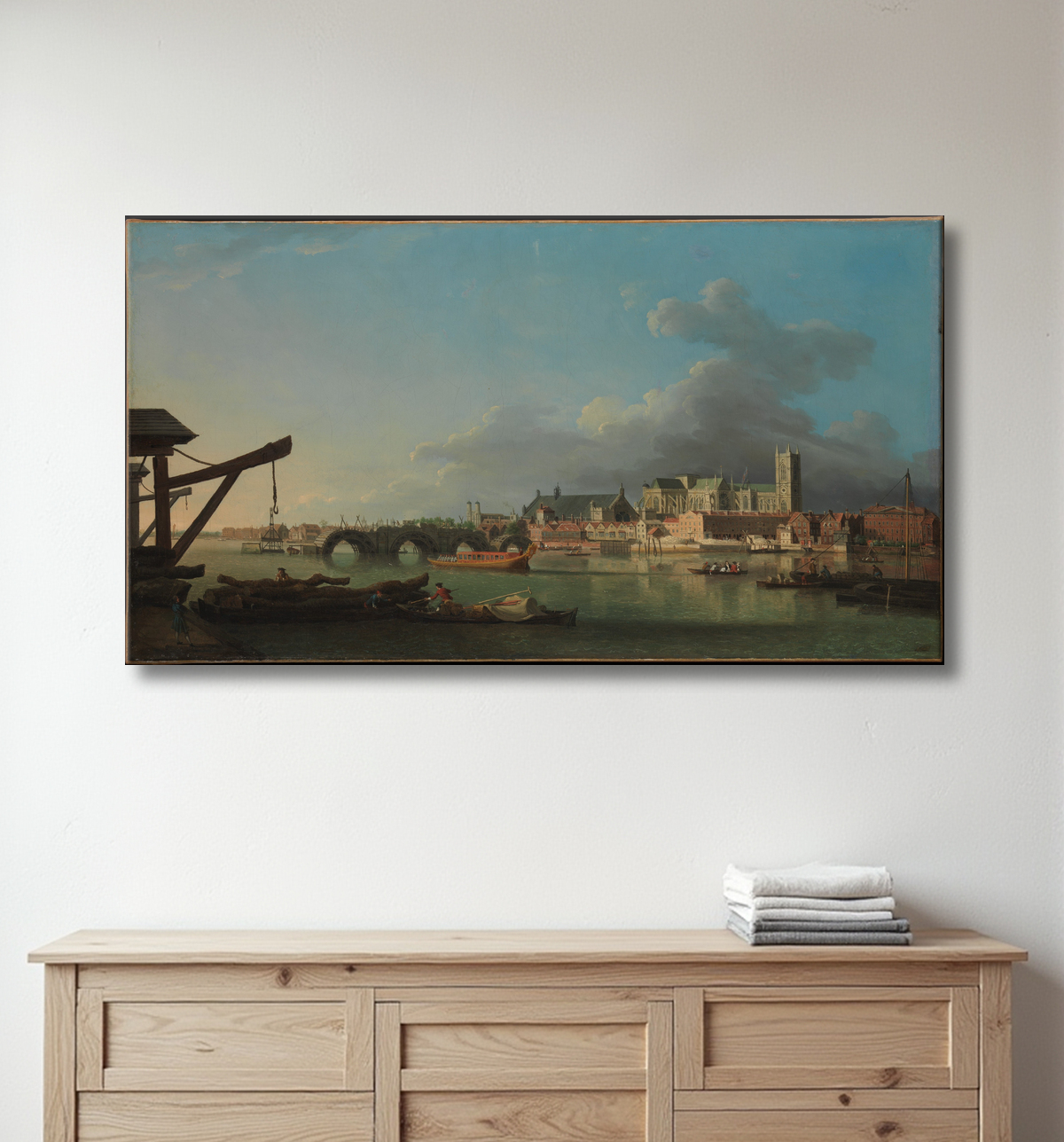 Reproduction Le bâtiment du pont de Westminster de Samuel Scott avec decor