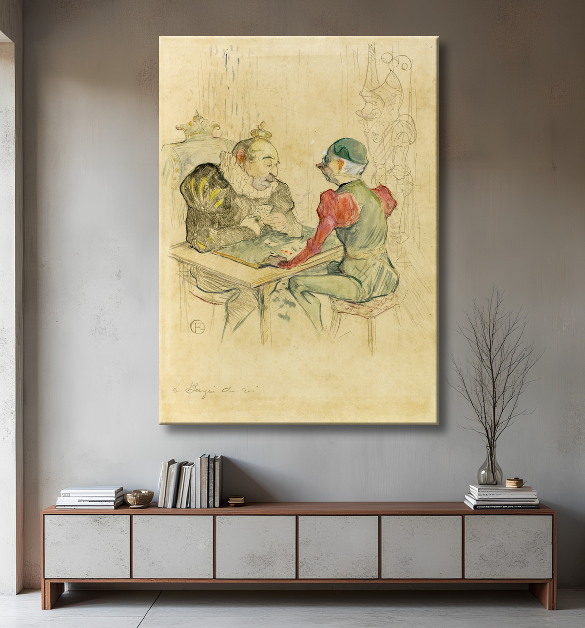 Reproduction Le bézigue de Henri de Toulouse-Lautrec avec decor