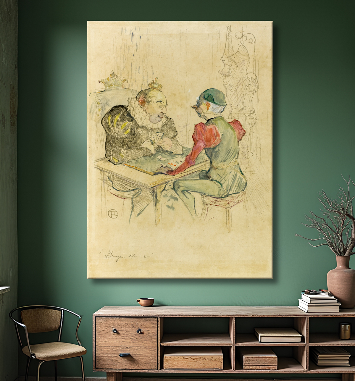 Reproduction Le bézigue de Henri de Toulouse-Lautrec avec decor