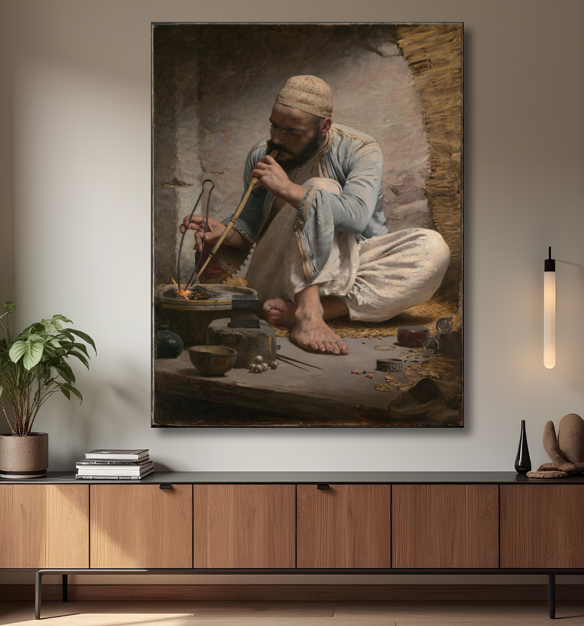 Reproduction Le bijoutier arabe de Charles Sprague Pearce avec decor