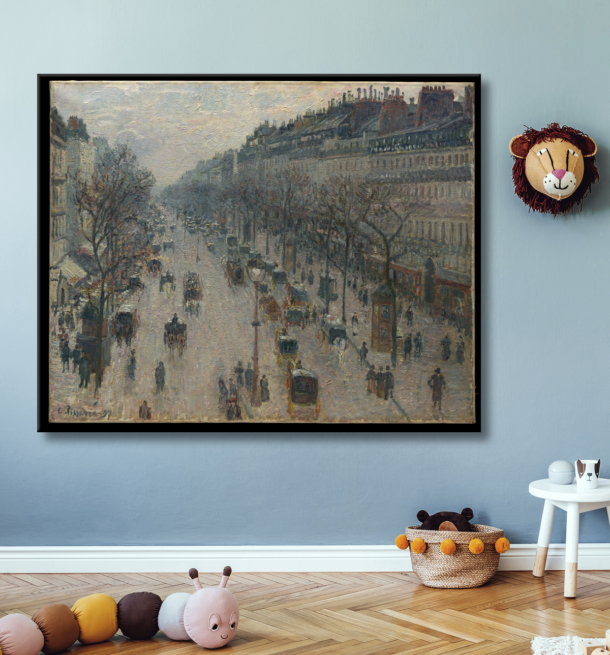 Reproduction Le boulevard Montmartre un matin d'hiver de Camille Pissarro avec decor