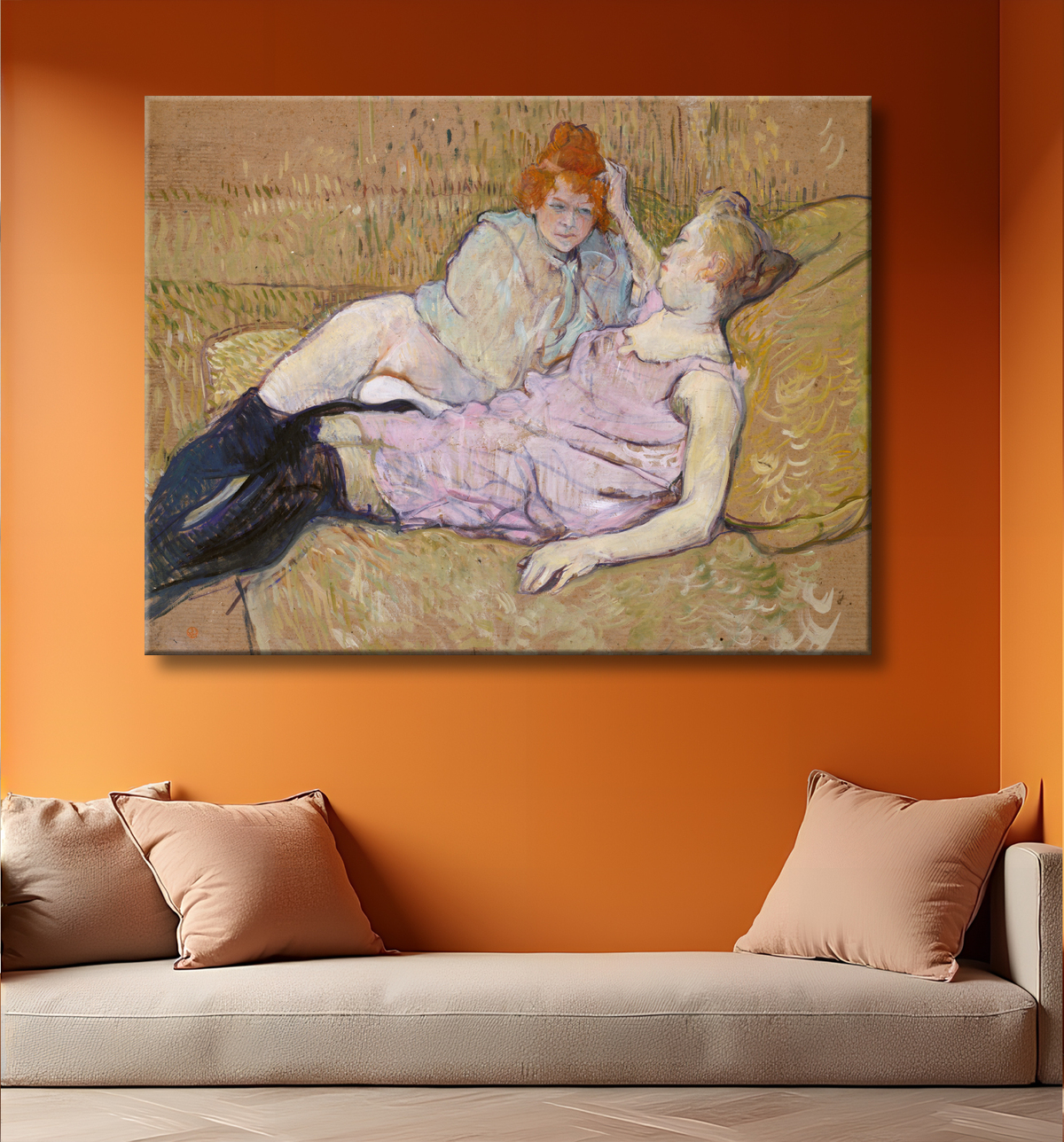 Reproduction Le canapé de Henri de Toulouse-Lautrec avec decor