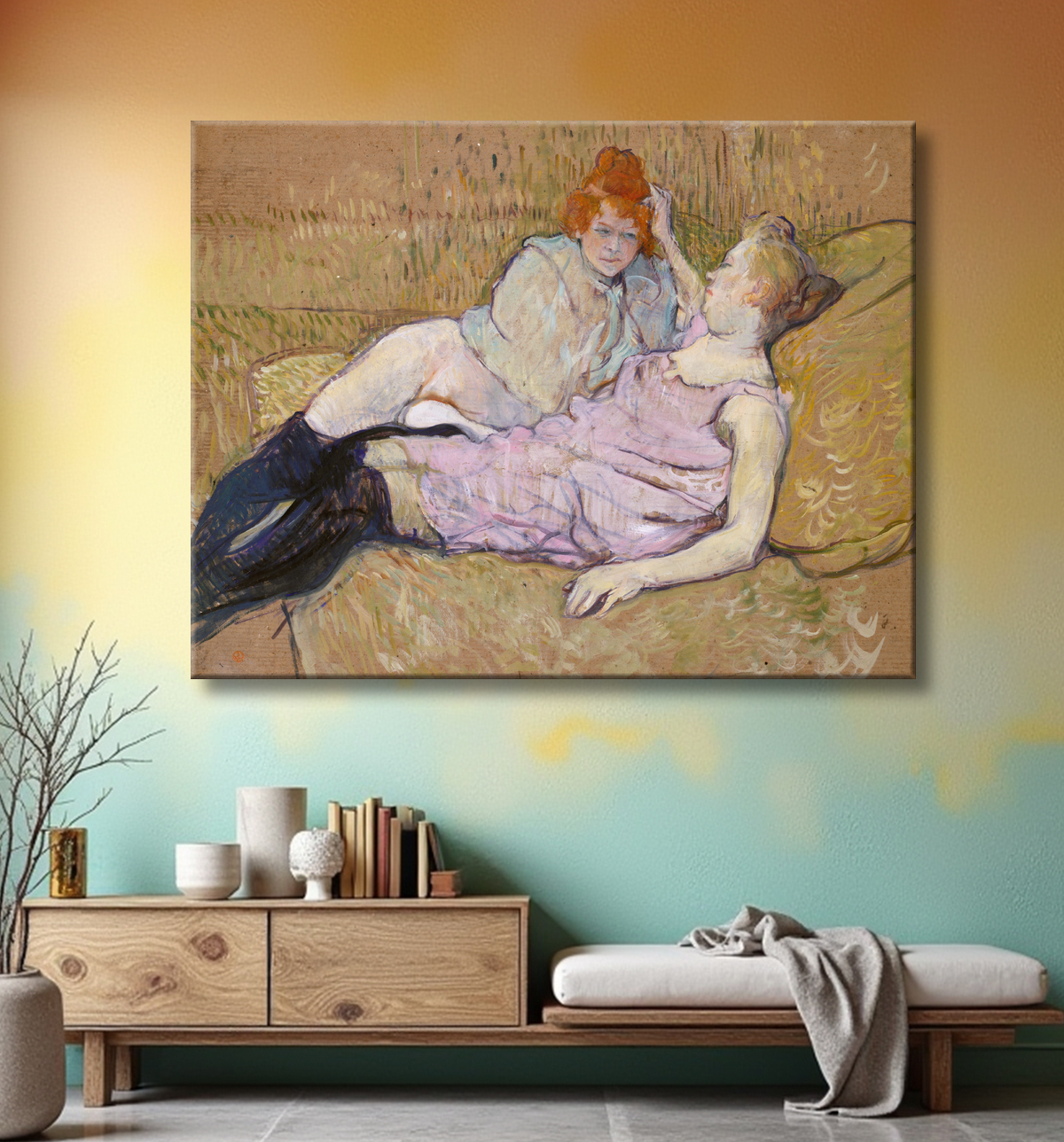 Reproduction Le canapé de Henri de Toulouse-Lautrec avec decor