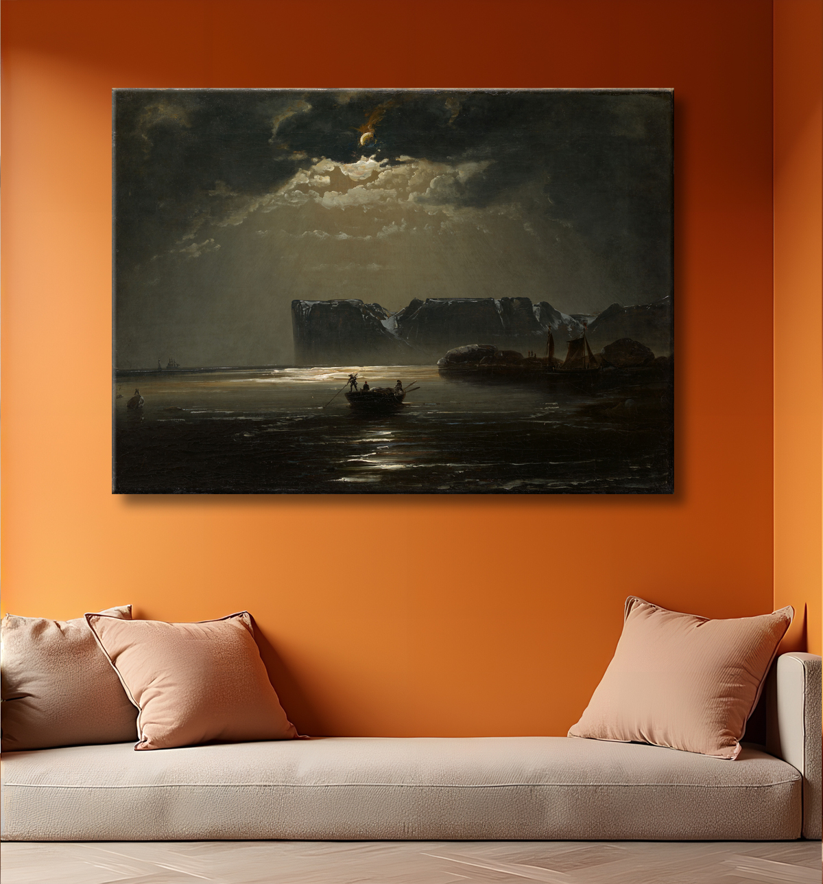 Reproduction Le Cap Nord au clair de lune de Peder Balke avec decor