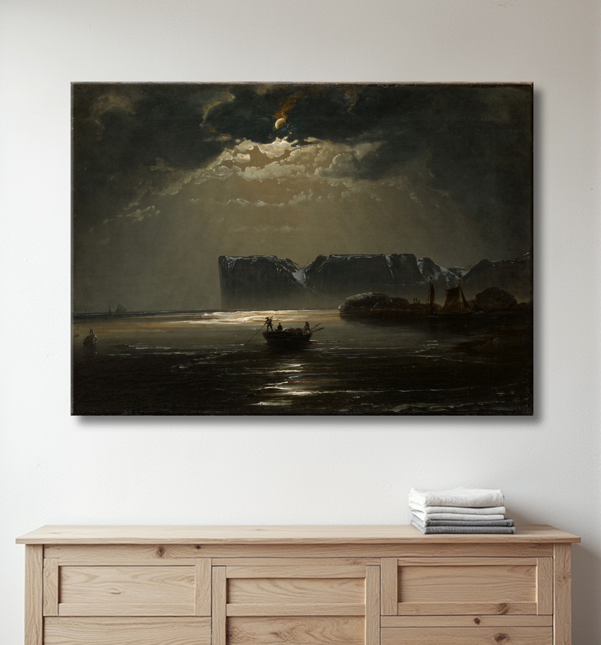 Reproduction Le Cap Nord au clair de lune de Peder Balke avec decor