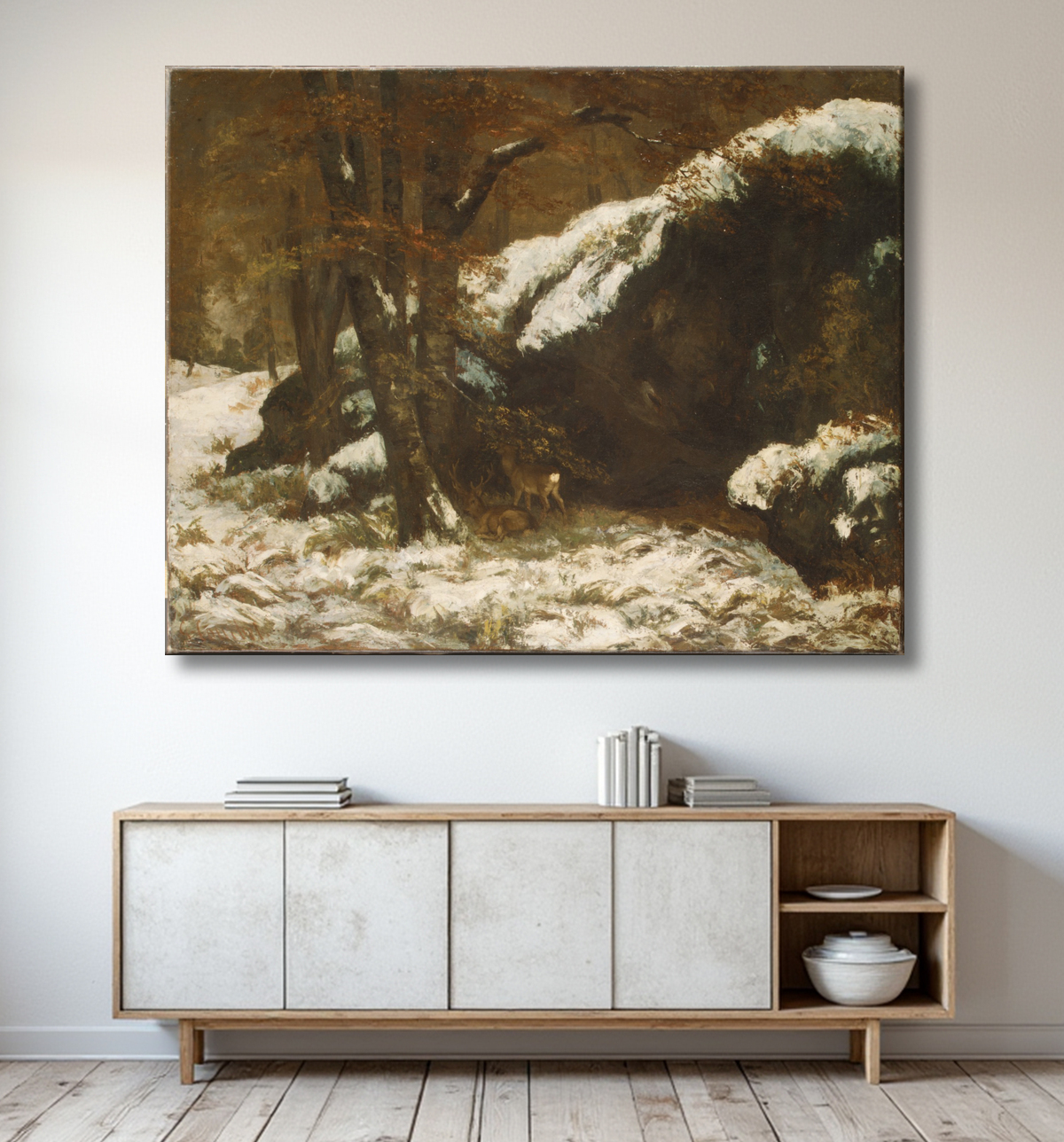 Reproduction Le cerf de Gustave Courbet avec decor