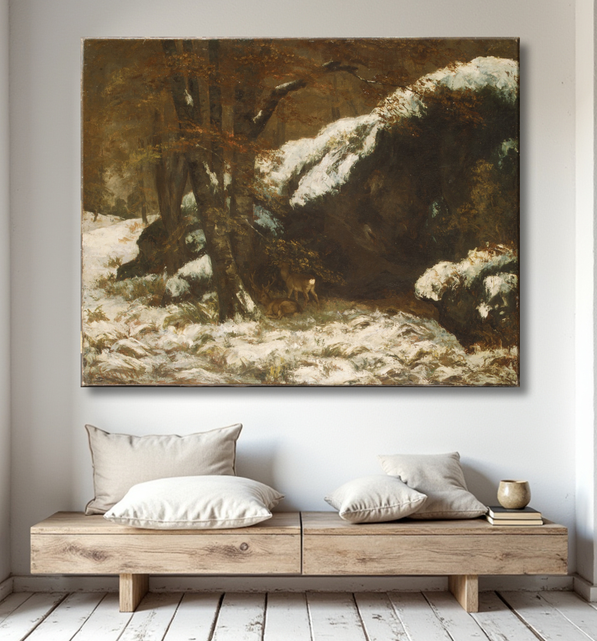 Reproduction Le cerf de Gustave Courbet avec decor