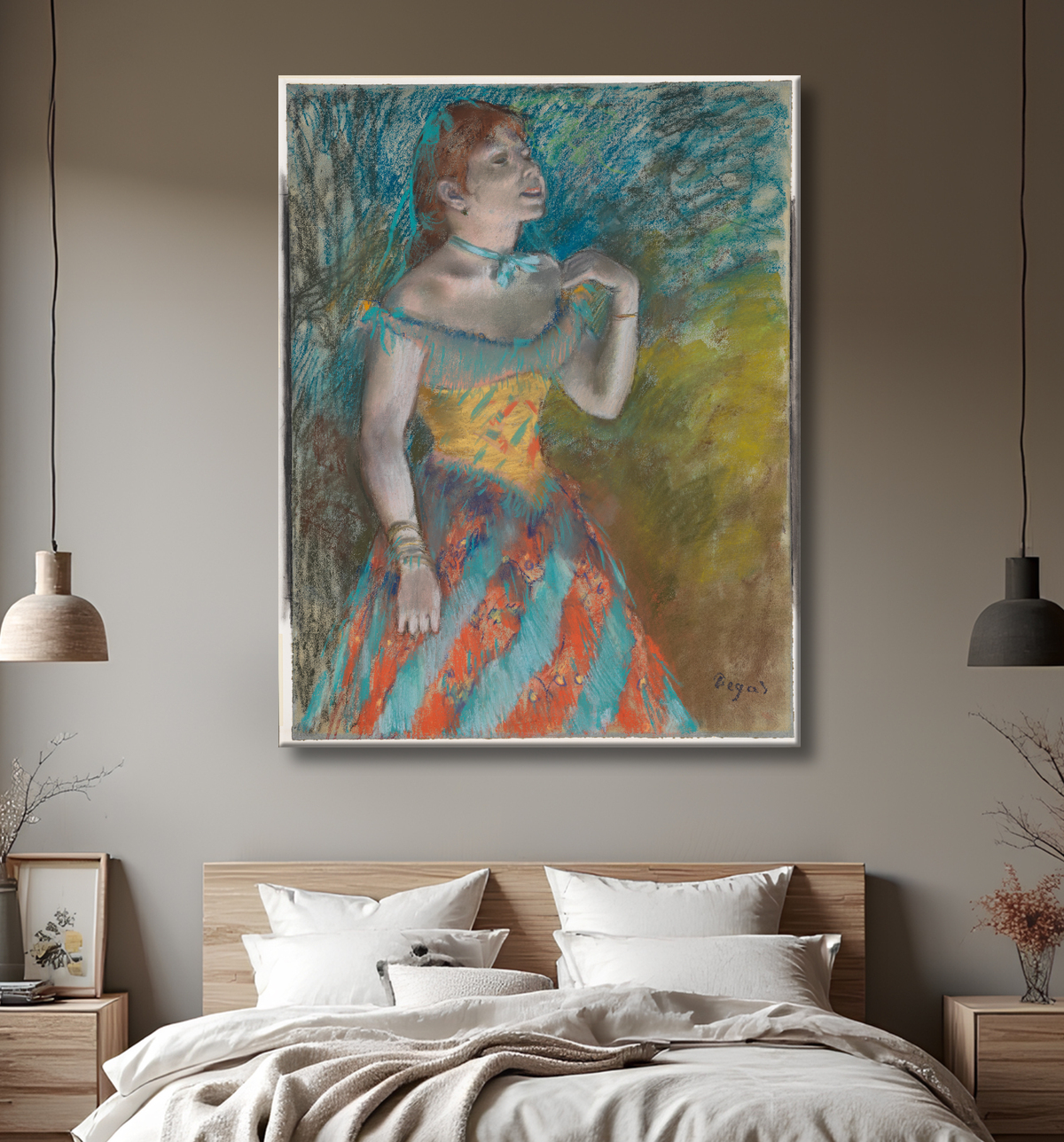 Reproduction Le chanteur en vert de Edgar Degas avec decor