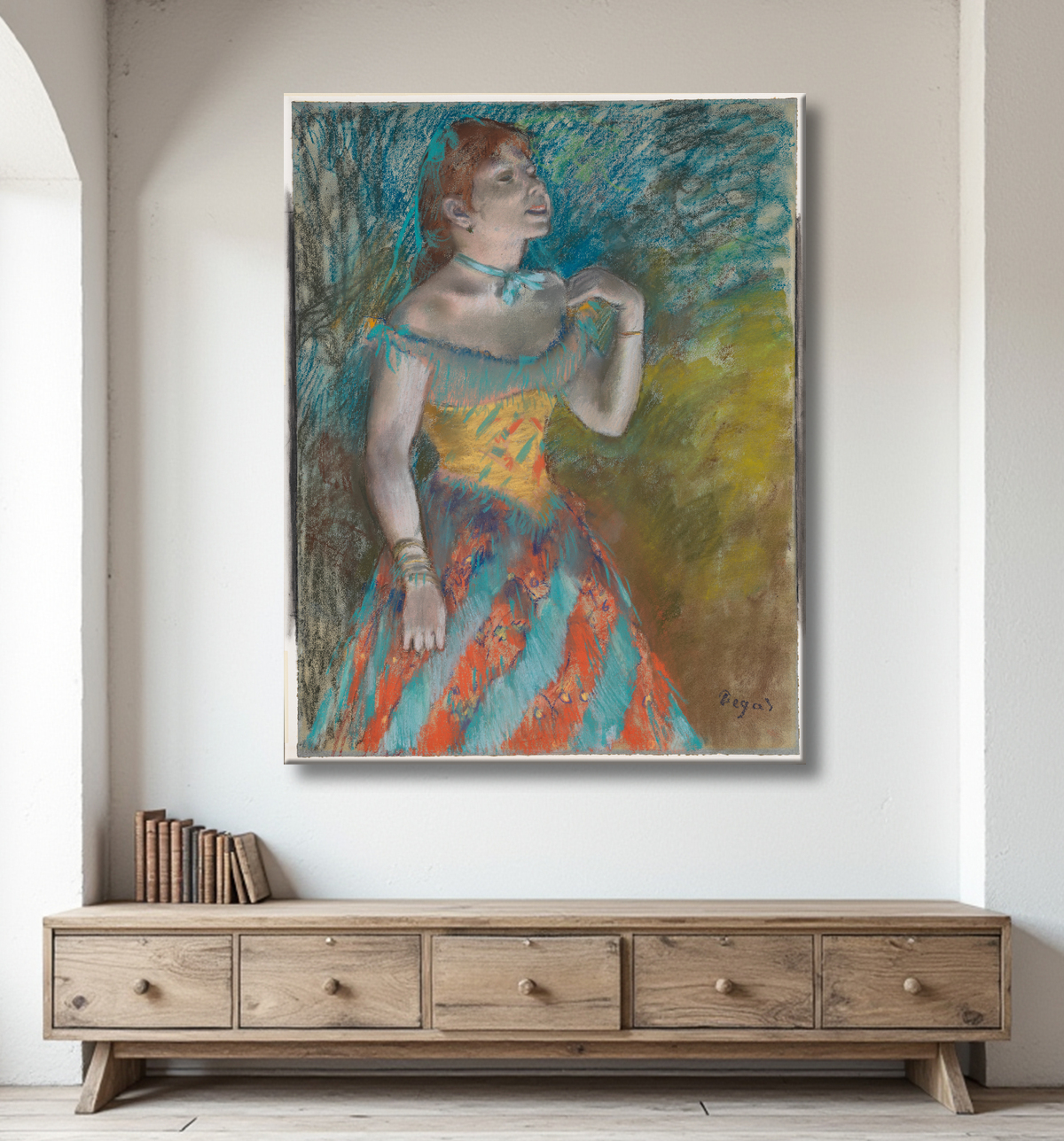 Reproduction Le chanteur en vert de Edgar Degas avec decor