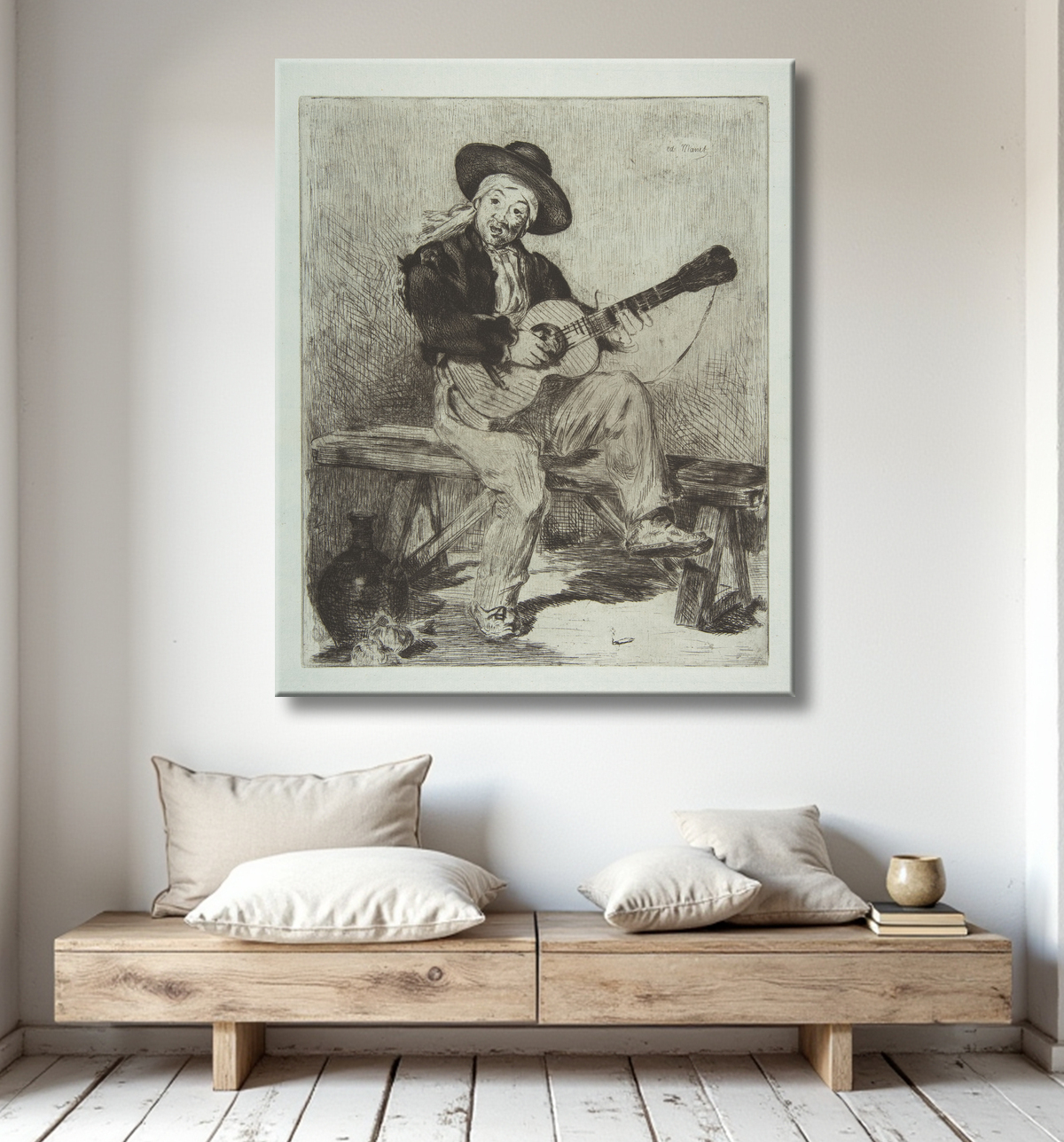 Reproduction Le chanteur espagnol (Le Guitarrero) de Edouard Manet avec decor