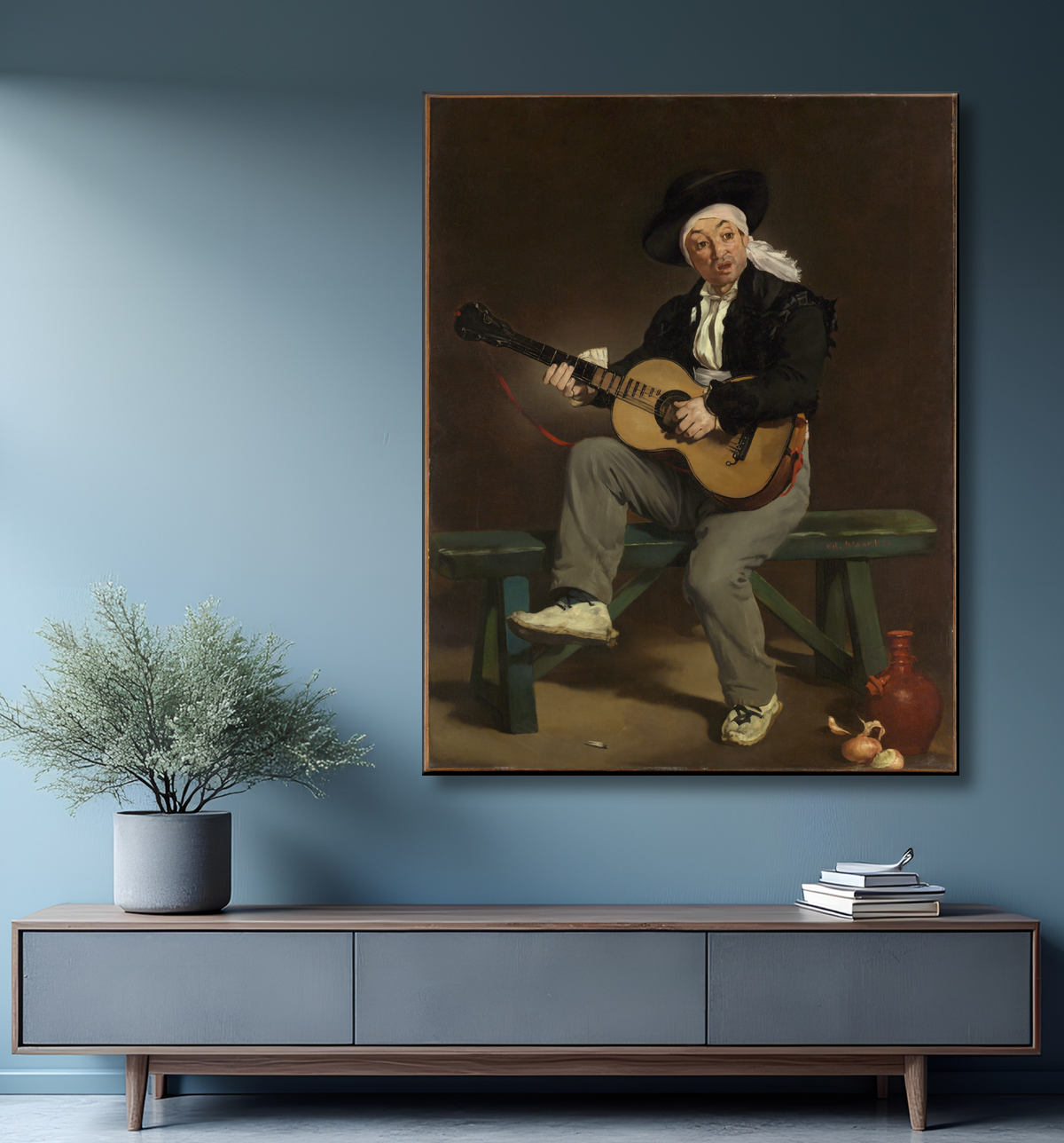 Reproduction Le chanteur espagnol de Edouard Manet avec decor