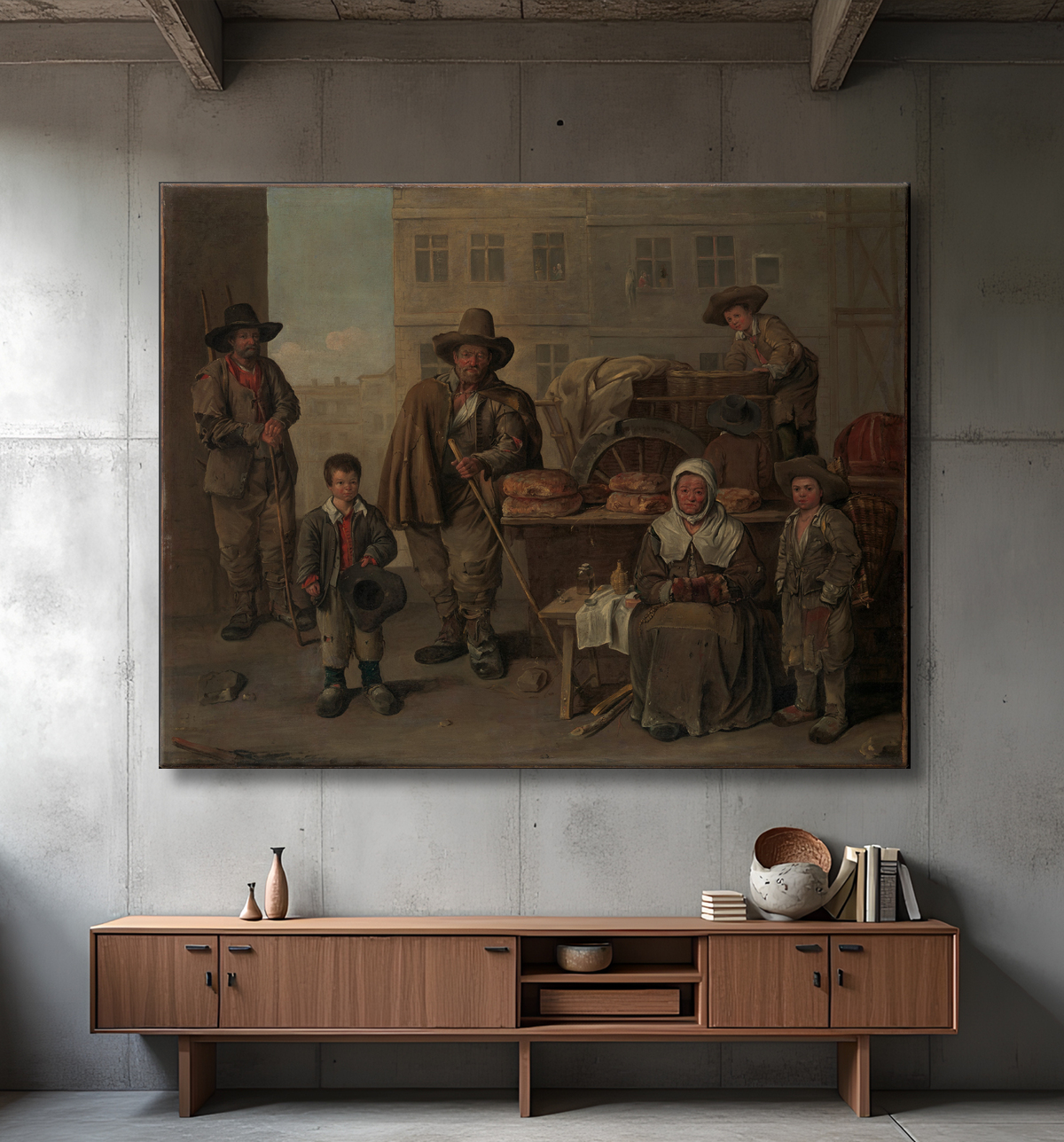 Reproduction Le chariot du boulanger de Jean Michelin avec decor