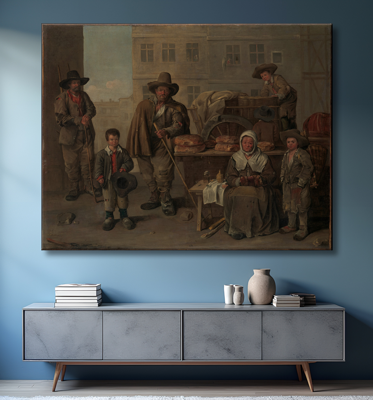 Reproduction Le chariot du boulanger de Jean Michelin avec decor