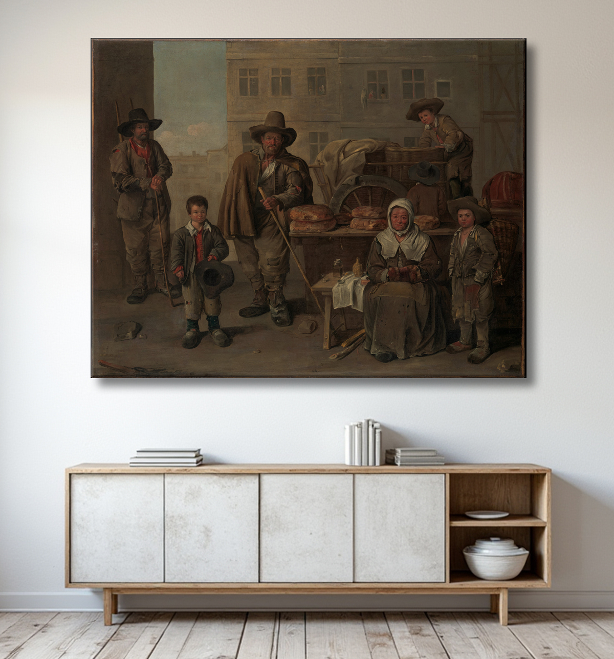 Reproduction Le chariot du boulanger de Jean Michelin avec decor