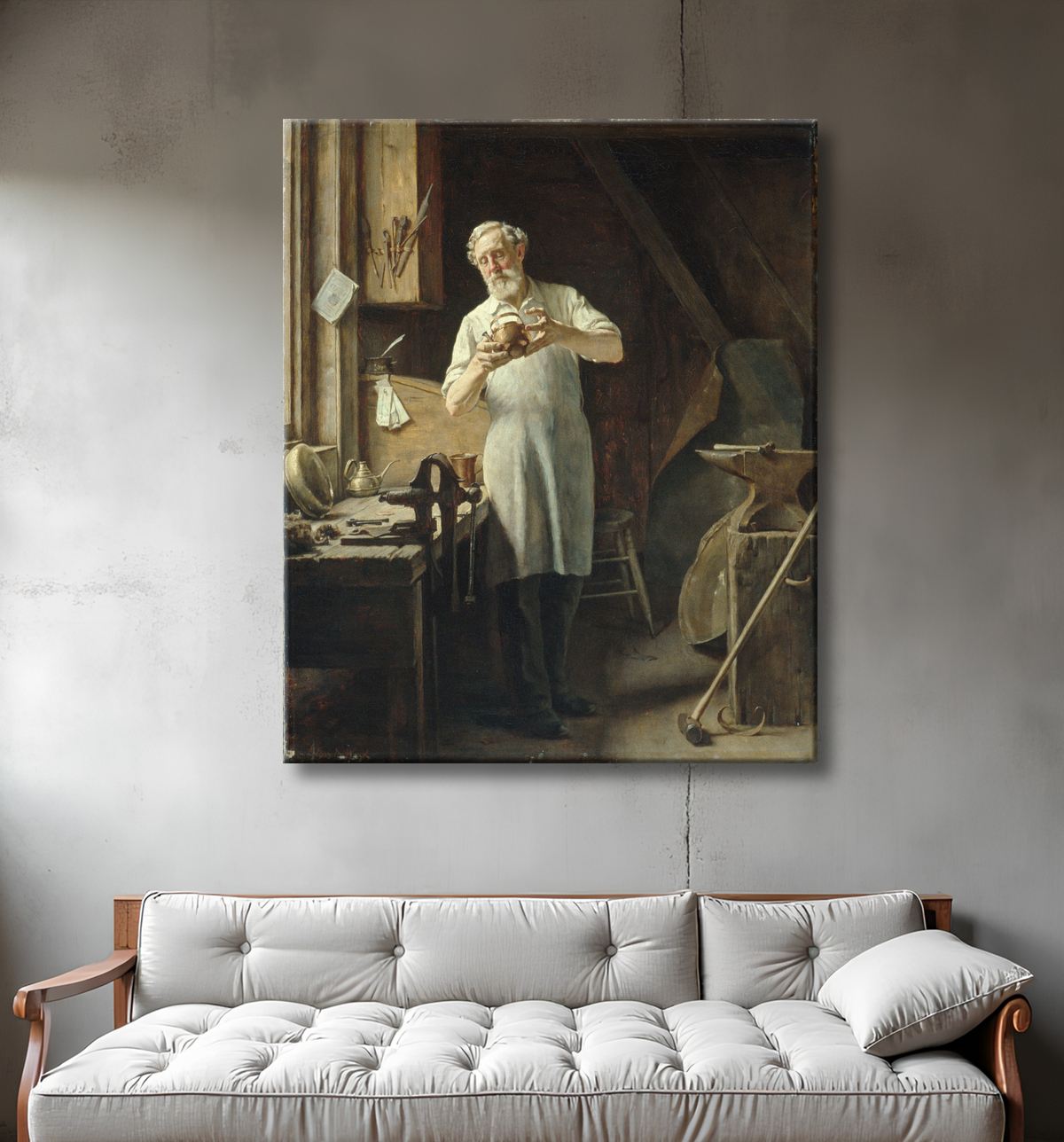 Reproduction Le chaudronnier de Edgar Melville Ward avec decor