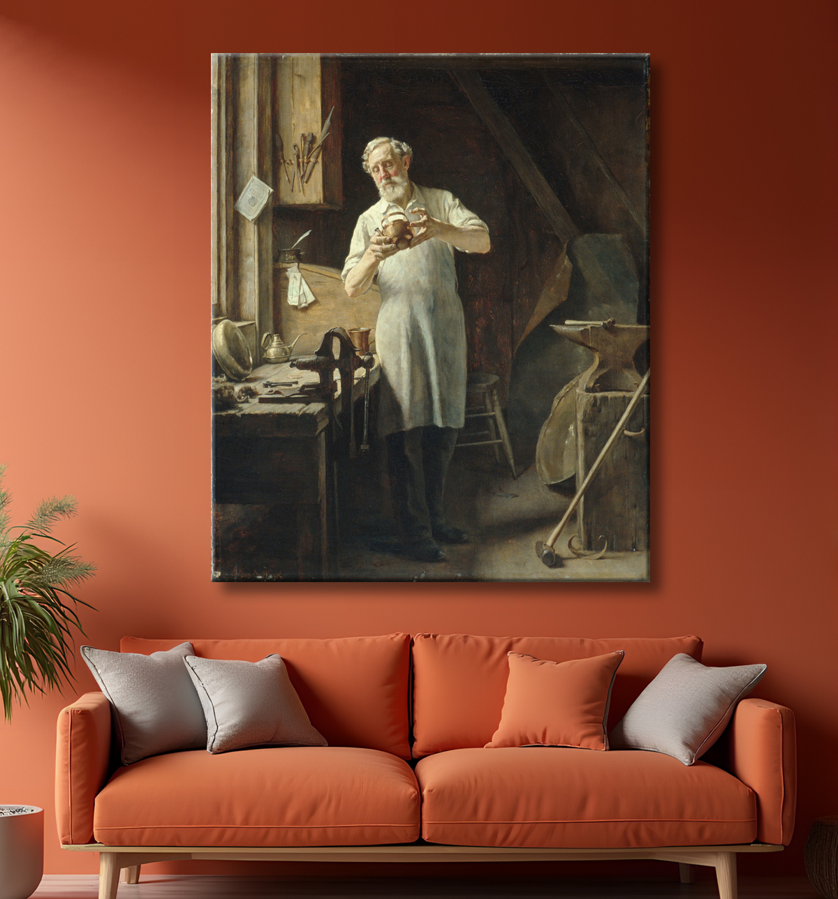 Reproduction Le chaudronnier de Edgar Melville Ward avec decor