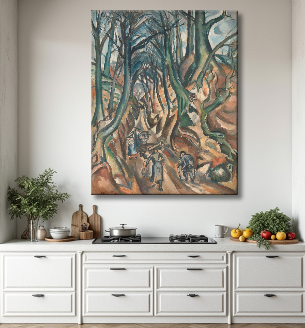 Reproduction Le chemin creux en hiver de Friesz, Emile Othon avec decor