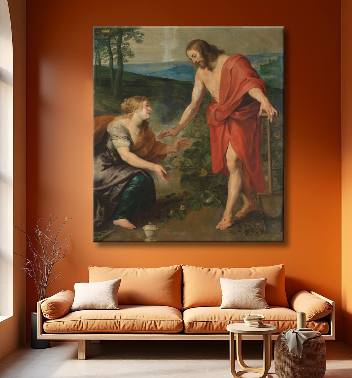 Reproduction Le Christ apparaissant à Marie-Madeleine en tant que jardinier (Noli me Tangere) de Peter Paul Rubens avec decor