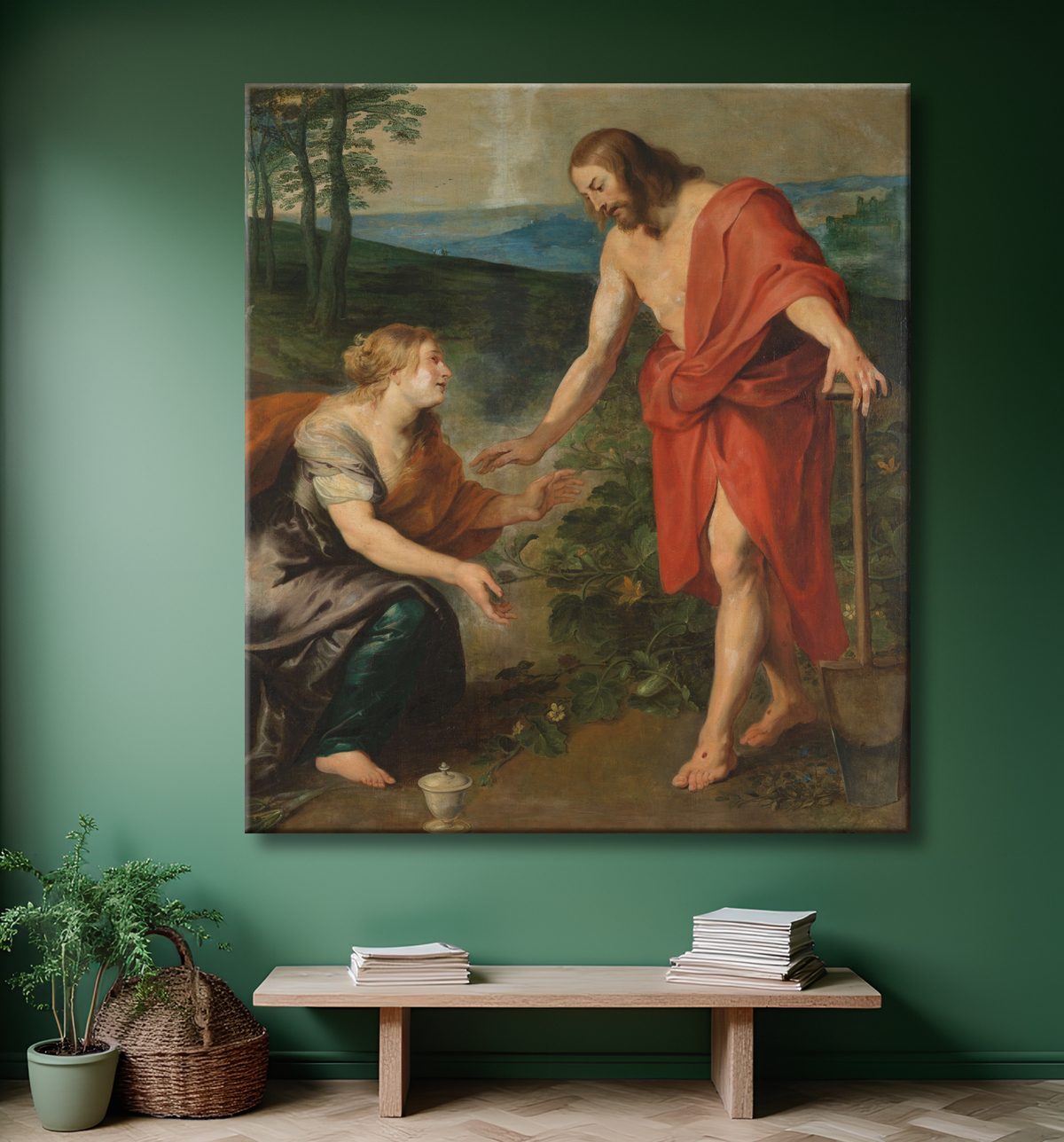 Reproduction Le Christ apparaissant à Marie-Madeleine en tant que jardinier (Noli me Tangere) de Peter Paul Rubens avec decor