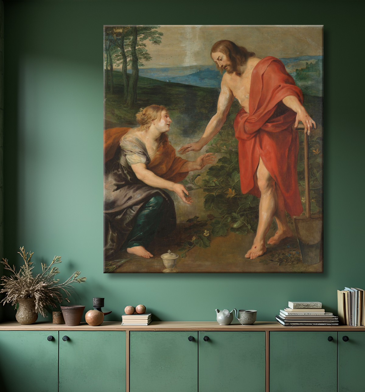Reproduction Le Christ apparaissant à Marie-Madeleine en tant que jardinier (Noli me Tangere) de Peter Paul Rubens avec decor