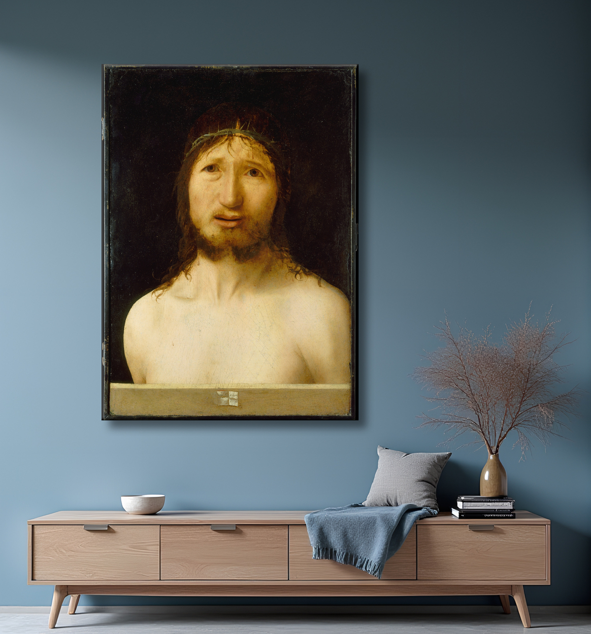 Reproduction Le Christ couronné d'épines de Antonello da Messina (Antonello di Giovanni d'Antonio) avec decor